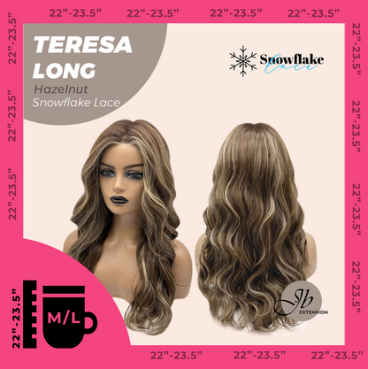 JBEXTENSION 22 Inches Long Hazelnut Pre-Cut Snowflake Lace Frontlace Glueless Wig TERESA LONG HAZELNUT【PERMATEASE】【BENDY EAR TABS】- M/L Alexwigs