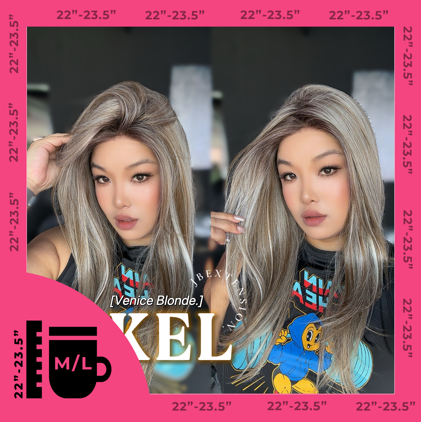 JBEXTENSION 22 Inches Venice Blonde Pre-Cut Snowflake Lace Frontlace Glueless Wig KEL VENICE BLONDE【PERMATEASE】【BENDY EAR TABS】- M/L Alexwigs