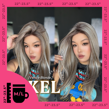 JBEXTENSION 22 Inches Venice Blonde Pre-Cut Snowflake Lace Frontlace Glueless Wig KEL VENICE BLONDE【PERMATEASE】【BENDY EAR TABS】- M/L Alexwigs