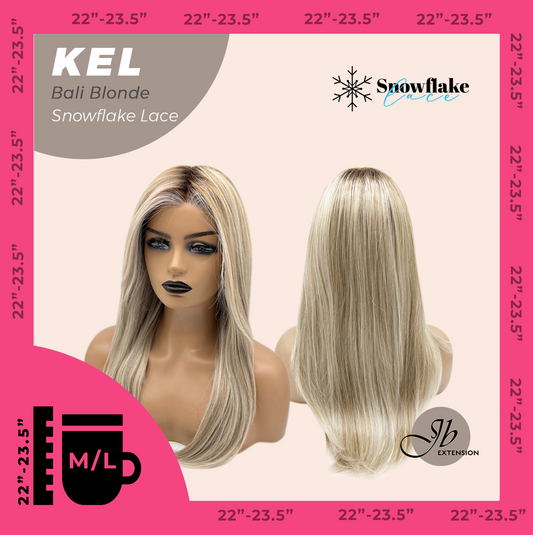 JBEXTENSION 22 Inches Bali Blonde Pre-Cut Snowflake Lace Frontlace Glueless Wig KEL BALI BLONDE【PERMATEASE】【BENDY EAR TABS】- M/L Alexwigs