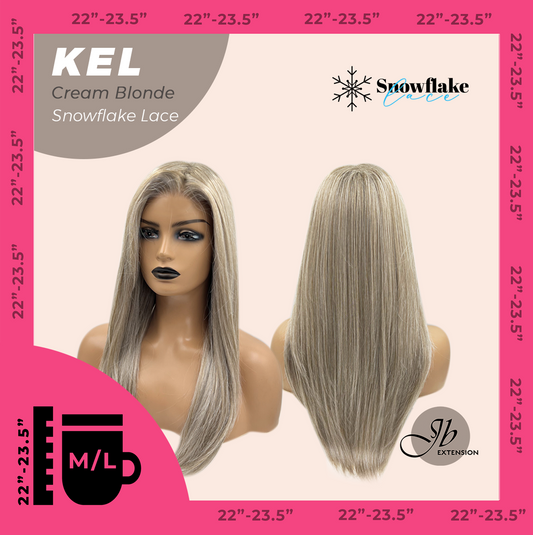 JBEXTENSION 22 Inches Cream Blonde Pre-Cut Snowflake Lace Frontlace Glueless Wig KEL CREAM BLONDE【PERMATEASE】【BENDY EAR TABS】- M/L Alexwigs