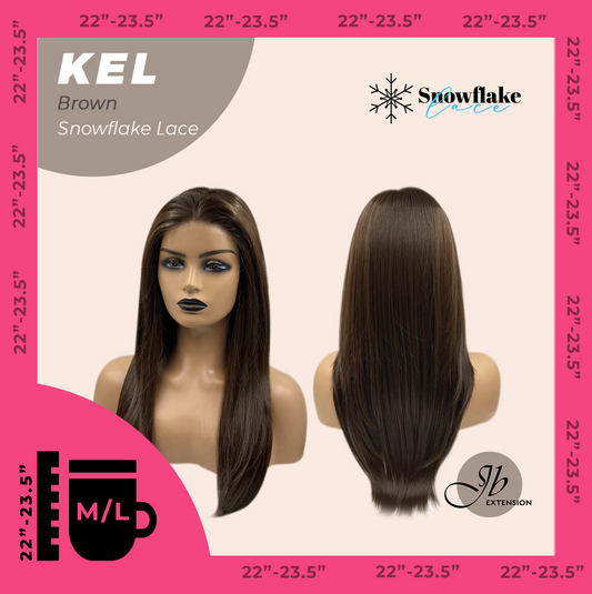 JBEXTENSION 22 Inches Brown Pre-Cut Snowflake Lace Frontlace Glueless Wig KEL BROWN【PERMATEASE】【BENDY EAR TABS】- M/L Alexwigs