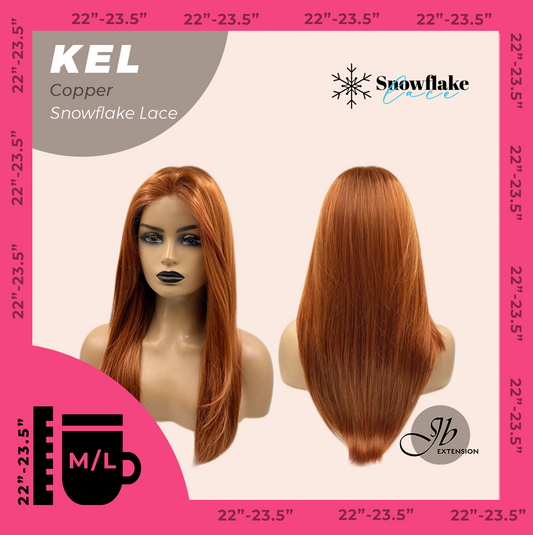 JBEXTENSION 22 Inches Copper Pre-Cut Snowflake Lace Frontlace Glueless Wig KEL COPPER【PERMATEASE】【BENDY EAR TABS】- M/L Alexwigs