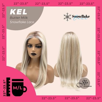 JBEXTENSION 22 Inches Butter Milk Pre-Cut Snowflake Lace Frontlace Glueless Wig KEL BUTTER MILK【PERMATEASE】【BENDY EAR TABS】- M/L Alexwigs