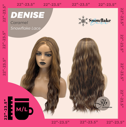 JBEXTENSION 24 Inches Caramel Wave Pre-Cut Snowflake Lace Frontlace Glueless Wig DENISE CARAMEL【PERMATEASE】【BENDY EAR TABS】- M/L Alexwigs