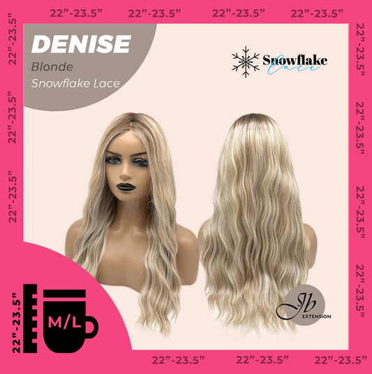 JBEXTENSION 24 Inches Blonde Wave Pre-Cut Snowflake Lace Frontlace Glueless Wig DENISE BLONDE【PERMATEASE】【BENDY EAR TABS】- M/L Alexwigs