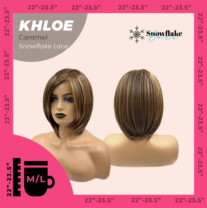 [PRE-ORDER] JBEXTENSION 12 Inches Bob Cut Caramel Pre-Cut Snowflake Lace Frontlace Glueless Wig KHLOE LACE【PERMATEASE】【BENDY EAR TABS】- M/L Alexwigs
