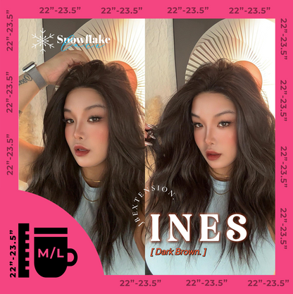 JBEXTENSION 22 Inches Dark Brown Pre-Cut Snowflake Lace Frontlace Glueless Wig INéS DARK BROWN【PERMATEASE】【BENDY EAR TABS】- M/L Alexwigs