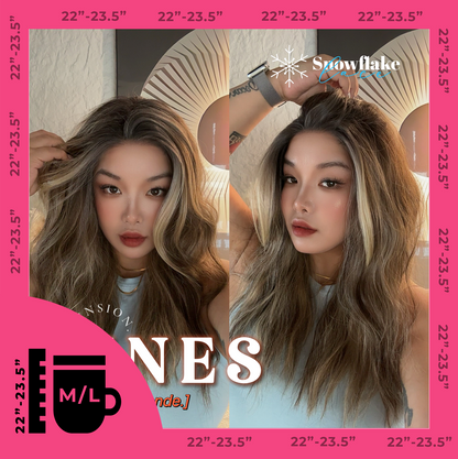 JBEXTENSION 22 Inches Mix Blonde Pre-Cut Snowflake Lace Frontlace Glueless Wig INéS SNOWFLAKE【PERMATEASE】【BENDY EAR TABS】- M/L Alexwigs
