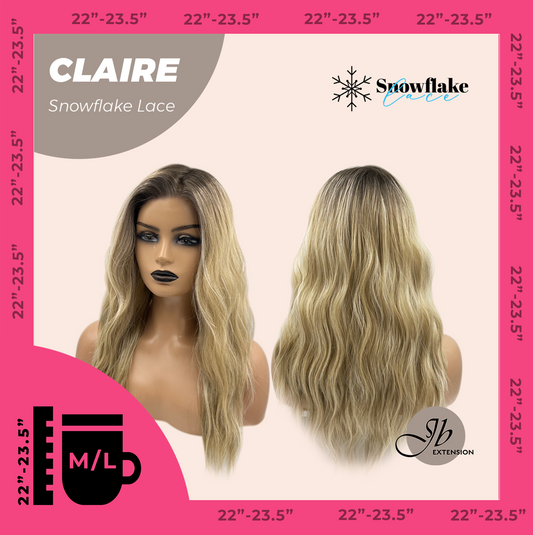 JBEXTENSION 22 Inches Mix Blonde Pre-Cut Snowflake Lace Frontlace Glueless Wig CLAIRE SNOWFLAKE【PERMATEASE】【BENDY EAR TABS】- M/L Alexwigs