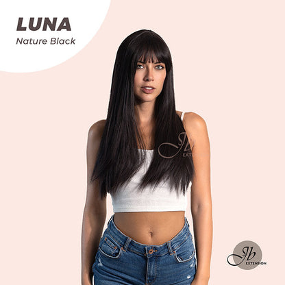 JBEXTENSION 24 Inches Long Straight Nature Black Wig With Bangs LUNA NATURAL BLACK Alexwigs