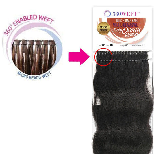 New Born Free 360 Weft 100% Human Hair Micro Beads Weft Weave - SILKY OCEAN WAVE 18" Alexwigs