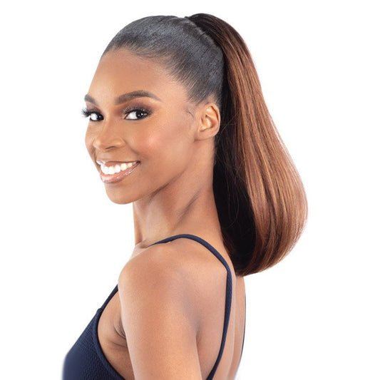 Model Model Miss Divine Human Hair Blend Drawstring Ponytail - YAKI FLIP IN 14" Alexwigs