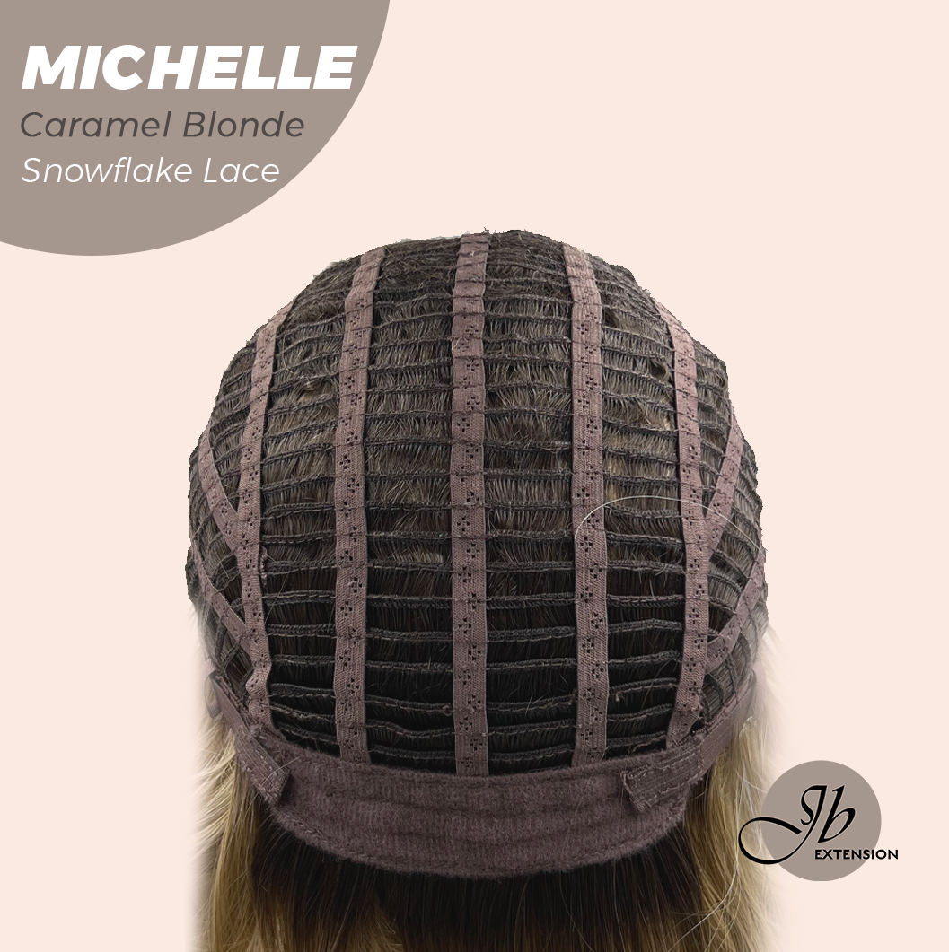 [PRE-ORDER] JBEXTENSION 10 Inches Caramel Blonde Pre-Cut Side Part Snowflake Lace Frontlace Glueless Wig MICHELLE CARAMEL BLONDE【BENDY EAR TABS】- S/M Alexwigs