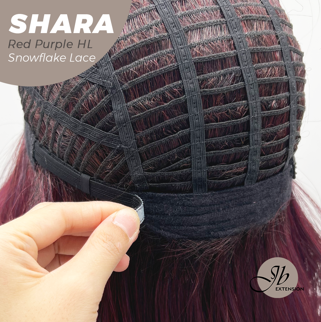 [PRE-ORDER] JBEXTENSION 17 Inches Curly Red Purple Highlight Pre-Cut T Part Snowflake Lace Frontlace Glueless Wig SHARA RED PURPLE HIGHLIGHT【BENDY EAR TABS】 Alexwigs