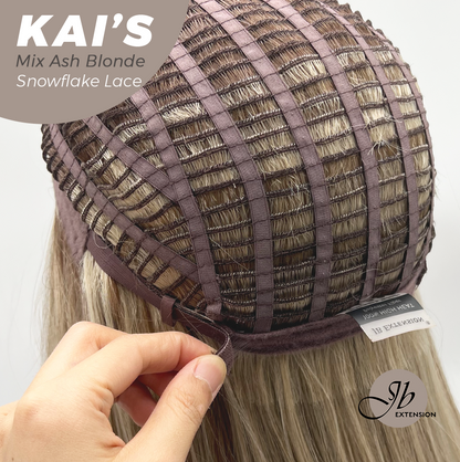 [PRE-ORDER] JBEXTENSION 18 Inches Mix Ash Blonde Pre-Cut Snowflake Lace Frontlace Glueless Wig KAI'S MIX ASH BLONDE【PERMATEASE】【BENDY EAR TABS】 Alexwigs