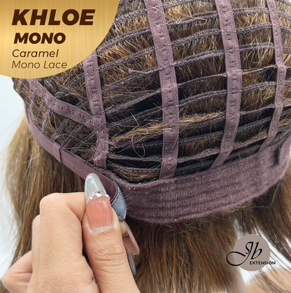 [PRE-ORDER] JBEXTENSION KHLOE MONO CARAMEL Monofilament Handmade Wig 6X5 Full Monofilament Hand Tied Top Wig 12 Inches Bob Cut Caramel Mono Lace Handmade Futura Fiber Wig With Anti-slip Silicone Strips Glueless Wig KHLOE MONO CARAMEL【BENDY EAR TABS】