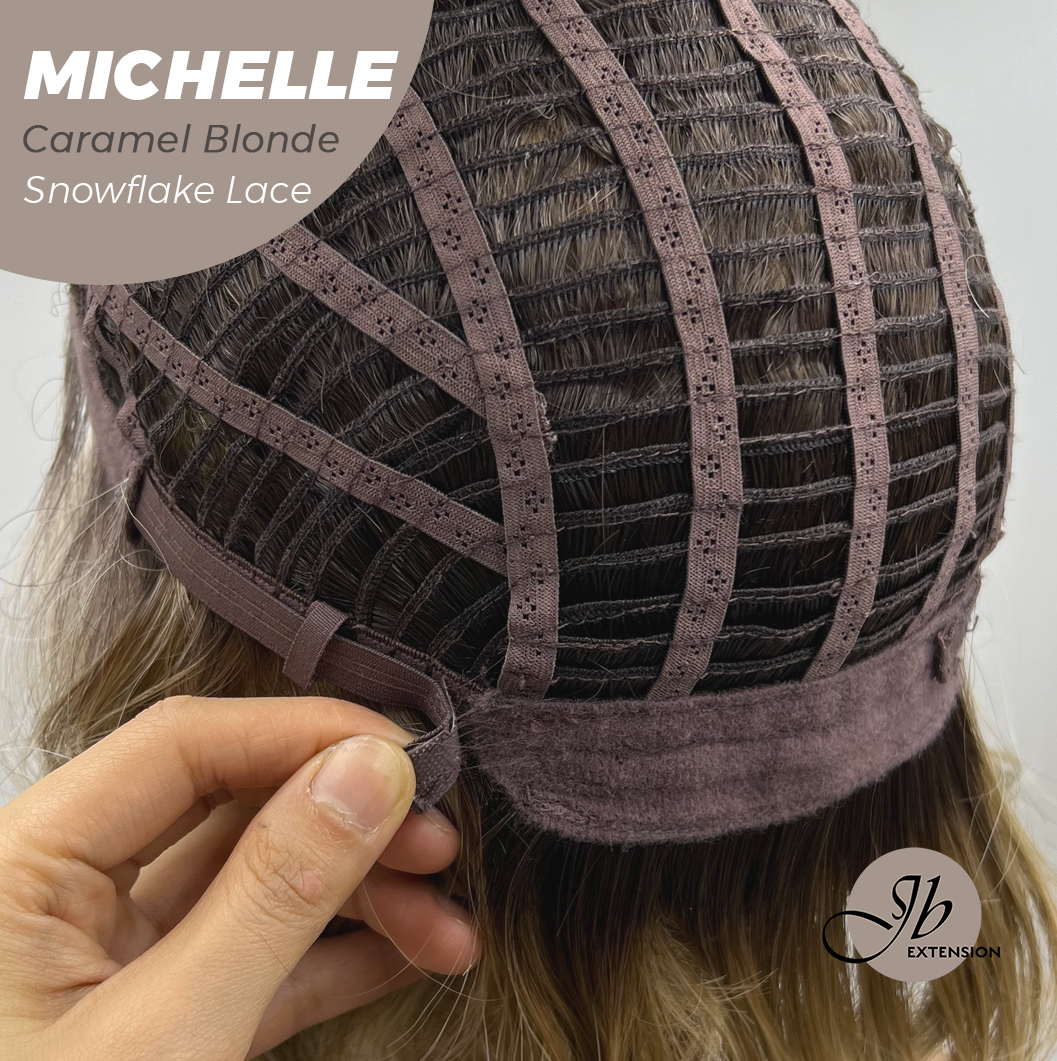 [PRE-ORDER] JBEXTENSION 10 Inches Caramel Blonde Pre-Cut Side Part Snowflake Lace Frontlace Glueless Wig MICHELLE CARAMEL BLONDE【BENDY EAR TABS】- S/M Alexwigs