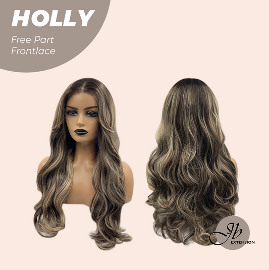 JBEXTENSION 24 Inches Brown With Highlight Wave Pre-Cut Free Part Frontlace Glueless Wig HOLLY Alexwigs