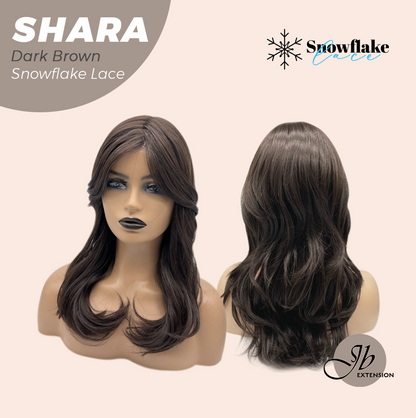 [PRE-ORDER] JBEXTENSION 17 Inches Curly Dark Brown Pre-Cut T Part Snowflake Lace Frontlace Glueless Wig SHARA DARK BROWN【BENDY EAR TABS】 Alexwigs