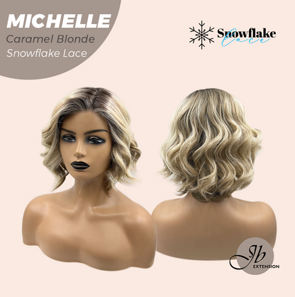 [PRE-ORDER] JBEXTENSION 10 Inches Caramel Blonde Pre-Cut Side Part Snowflake Lace Frontlace Glueless Wig MICHELLE CARAMEL BLONDE【BENDY EAR TABS】- S/M Alexwigs