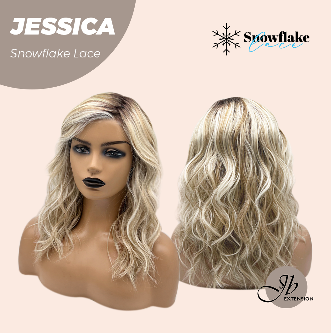 [PRE-ORDER] JBEXTENSION 16 Inches Mix Blonde Curly Pre-Cut Side Part Snowflake Lace Frontlace Glueless Wig JESSICA【BENDY EAR TABS】 Alexwigs