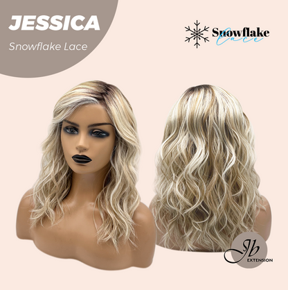 [PRE-ORDER] JBEXTENSION 16 Inches Mix Blonde Curly Pre-Cut Side Part Snowflake Lace Frontlace Glueless Wig JESSICA【BENDY EAR TABS】 Alexwigs