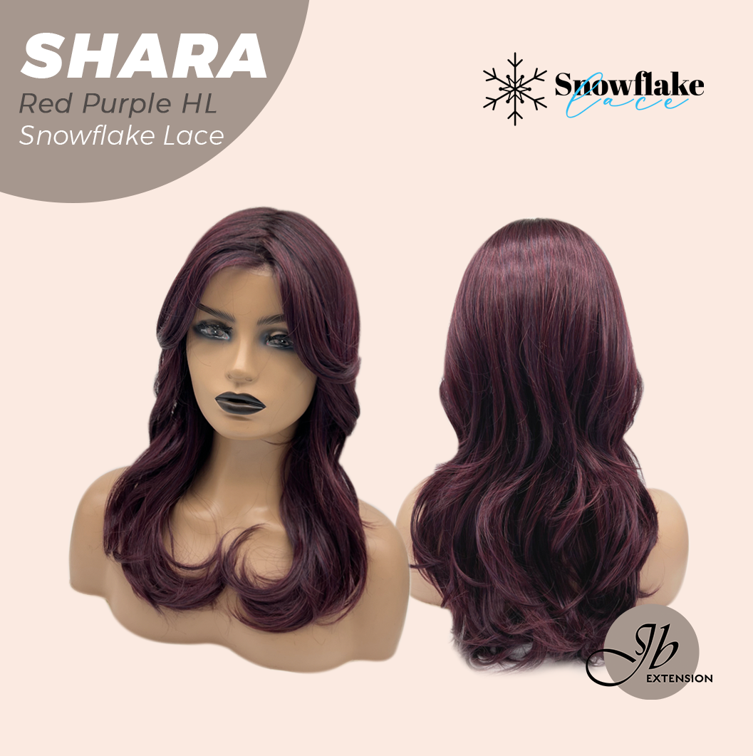 [PRE-ORDER] JBEXTENSION 17 Inches Curly Red Purple Highlight Pre-Cut T Part Snowflake Lace Frontlace Glueless Wig SHARA RED PURPLE HIGHLIGHT【BENDY EAR TABS】 Alexwigs