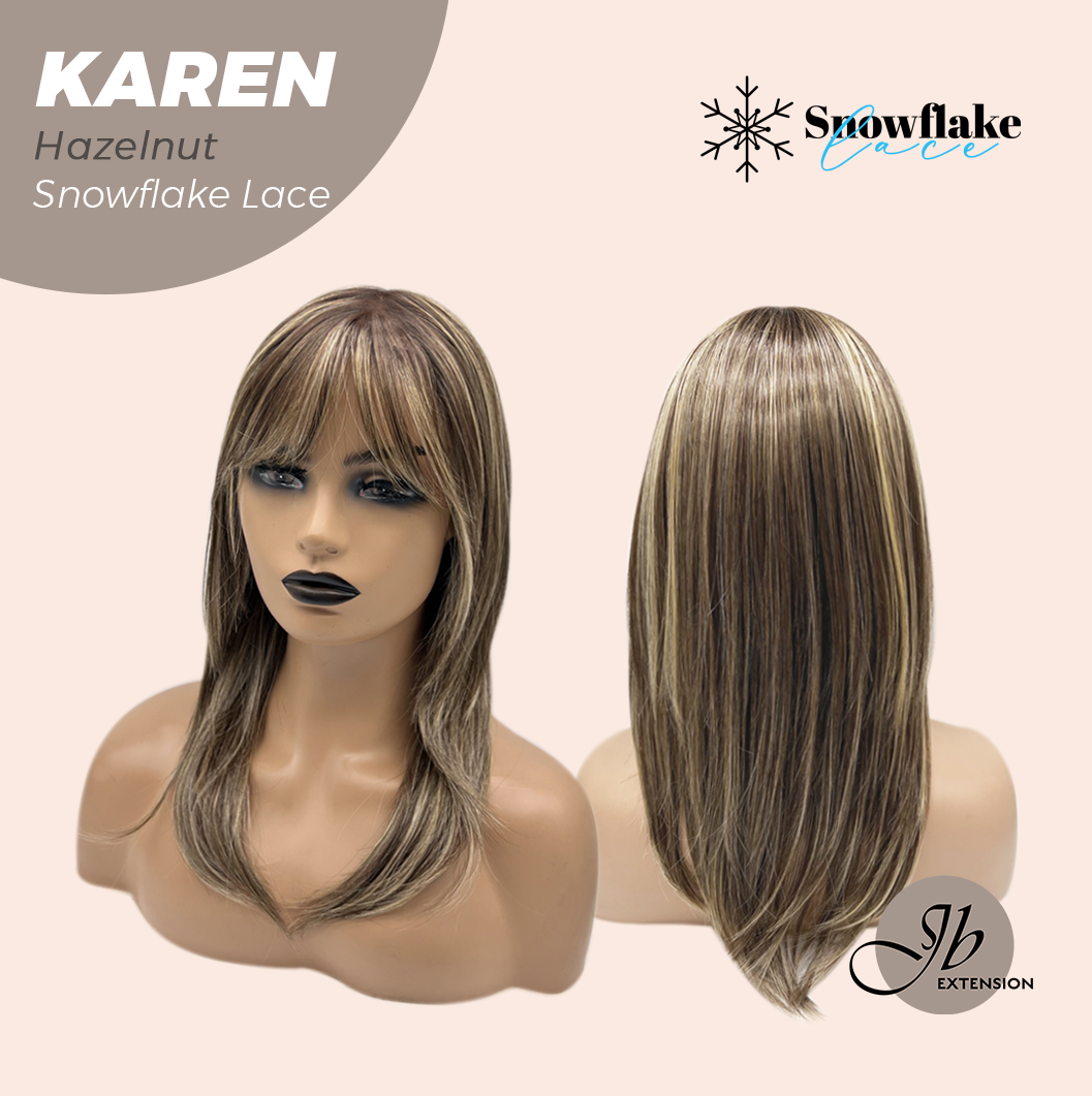 [PRE-ORDER] JBEXTENSION 18 Inches Hazelnut Pre-Cut T Part Snowflake Lace Frontlace Glueless Wig KAREN HAZELNUT【BENDY EAR TABS】 Alexwigs