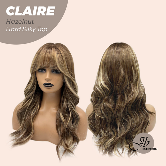 JBEXTENSION 22 Inches Scalpiana Hazelnut 3.5X4 Hard Silky Top Natural Scalp Effect Women Wig With Bangs CLAIRE SILKY TOP HAZELNUT Alexwigs