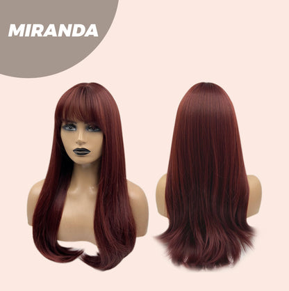 JBEXTENSION 22 Inches Dark Red Curly Wig With Bangs MIRANDA Alexwigs