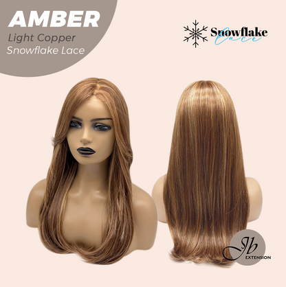 [PRE-ORDER] JBEXTENSION 21 Inches Straight Light Copper Pre-Cut T Part Snowflake Lace Frontlace Glueless Wig AMBER LIGHT COPPER【BENDY EAR TABS】 Alexwigs