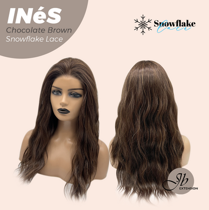 JBEXTENSION 22 Inches Chocolate Brown Pre-Cut Snowflake Lace Frontlace Glueless Wig INéS CHOCOLATE BROWN【PERMATEASE】【BENDY EAR TABS】- M/L Alexwigs