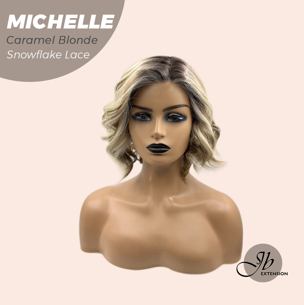 [PRE-ORDER] JBEXTENSION 10 Inches Caramel Blonde Pre-Cut Side Part Snowflake Lace Frontlace Glueless Wig MICHELLE CARAMEL BLONDE【BENDY EAR TABS】- S/M Alexwigs