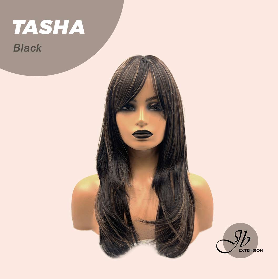 JBEXTENSION 24 Inches Wolf Cut Black Women Wig With Bangs TASHA BLACK Alexwigs