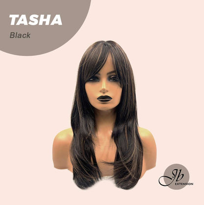 JBEXTENSION 24 Inches Wolf Cut Black Women Wig With Bangs TASHA BLACK Alexwigs