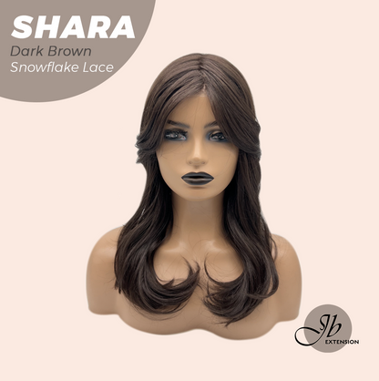 [PRE-ORDER] JBEXTENSION 17 Inches Curly Dark Brown Pre-Cut T Part Snowflake Lace Frontlace Glueless Wig SHARA DARK BROWN【BENDY EAR TABS】 Alexwigs