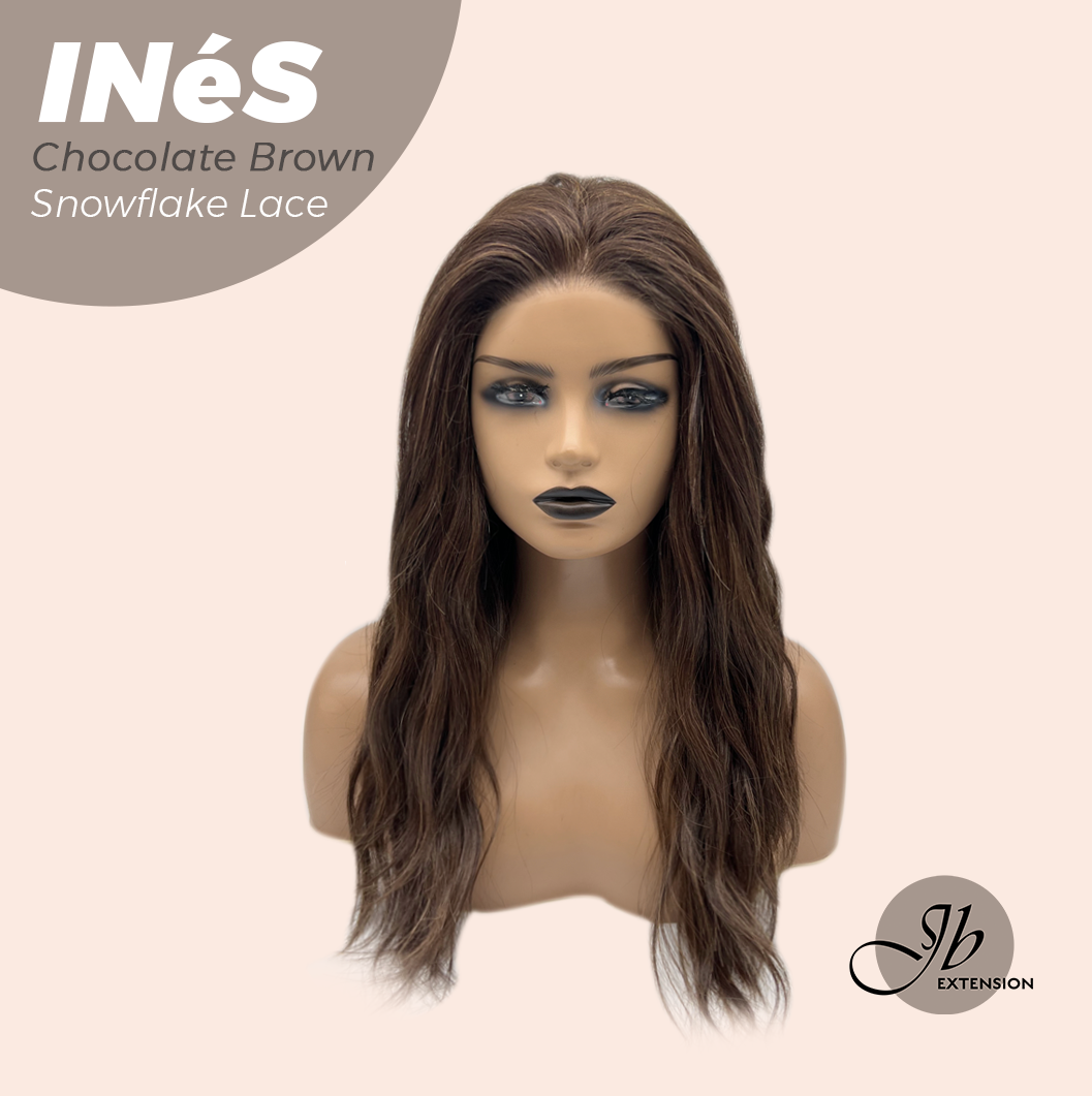 JBEXTENSION 22 Inches Chocolate Brown Pre-Cut Snowflake Lace Frontlace Glueless Wig INéS CHOCOLATE BROWN【PERMATEASE】【BENDY EAR TABS】- M/L Alexwigs