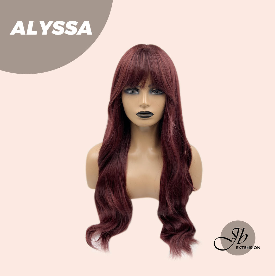 JBEXTENSION 25 Inches Red Curly Fashion Wig With Full Bangs ALYSSA Alexwigs