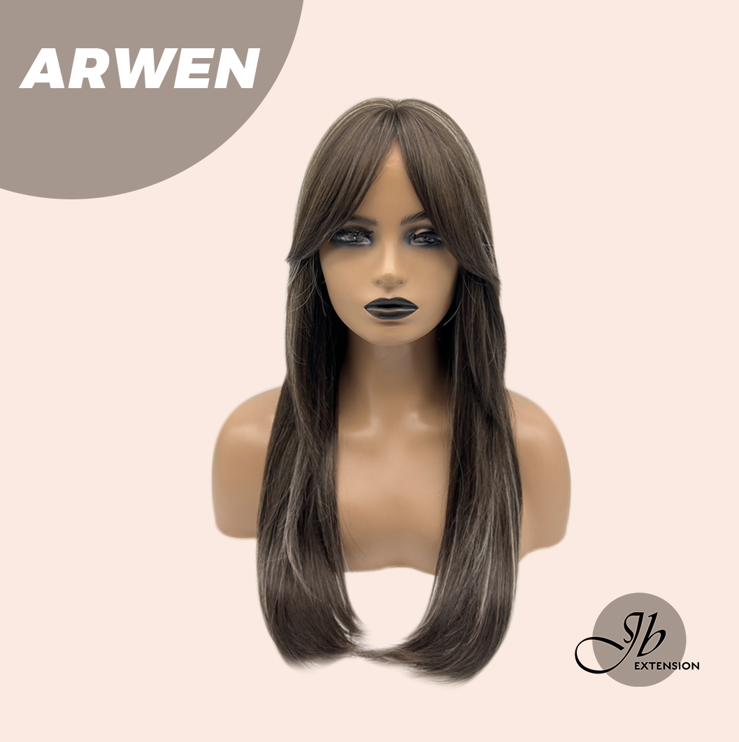 JBEXTENSION 24 Inches Dark Brown with Grey Highlight Wig ARWEN Alexwigs