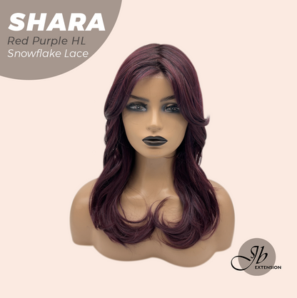 [PRE-ORDER] JBEXTENSION 17 Inches Curly Red Purple Highlight Pre-Cut T Part Snowflake Lace Frontlace Glueless Wig SHARA RED PURPLE HIGHLIGHT【BENDY EAR TABS】 Alexwigs