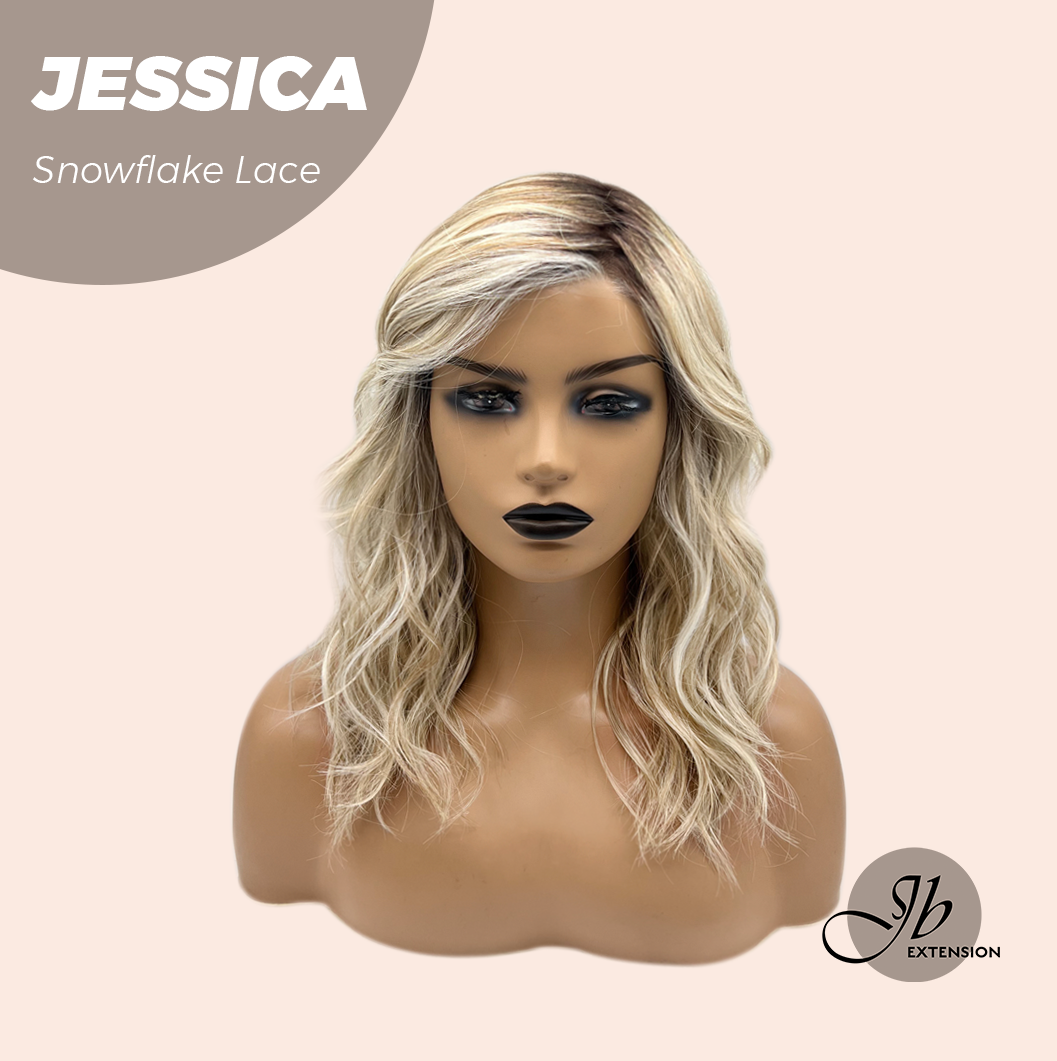 [PRE-ORDER] JBEXTENSION 16 Inches Mix Blonde Curly Pre-Cut Side Part Snowflake Lace Frontlace Glueless Wig JESSICA【BENDY EAR TABS】 Alexwigs