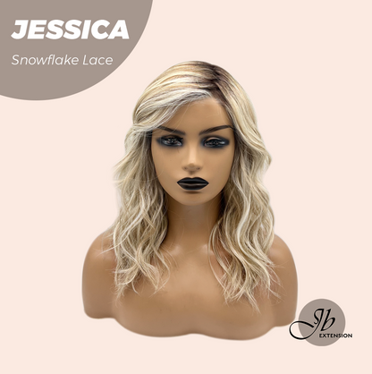 [PRE-ORDER] JBEXTENSION 16 Inches Mix Blonde Curly Pre-Cut Side Part Snowflake Lace Frontlace Glueless Wig JESSICA【BENDY EAR TABS】 Alexwigs