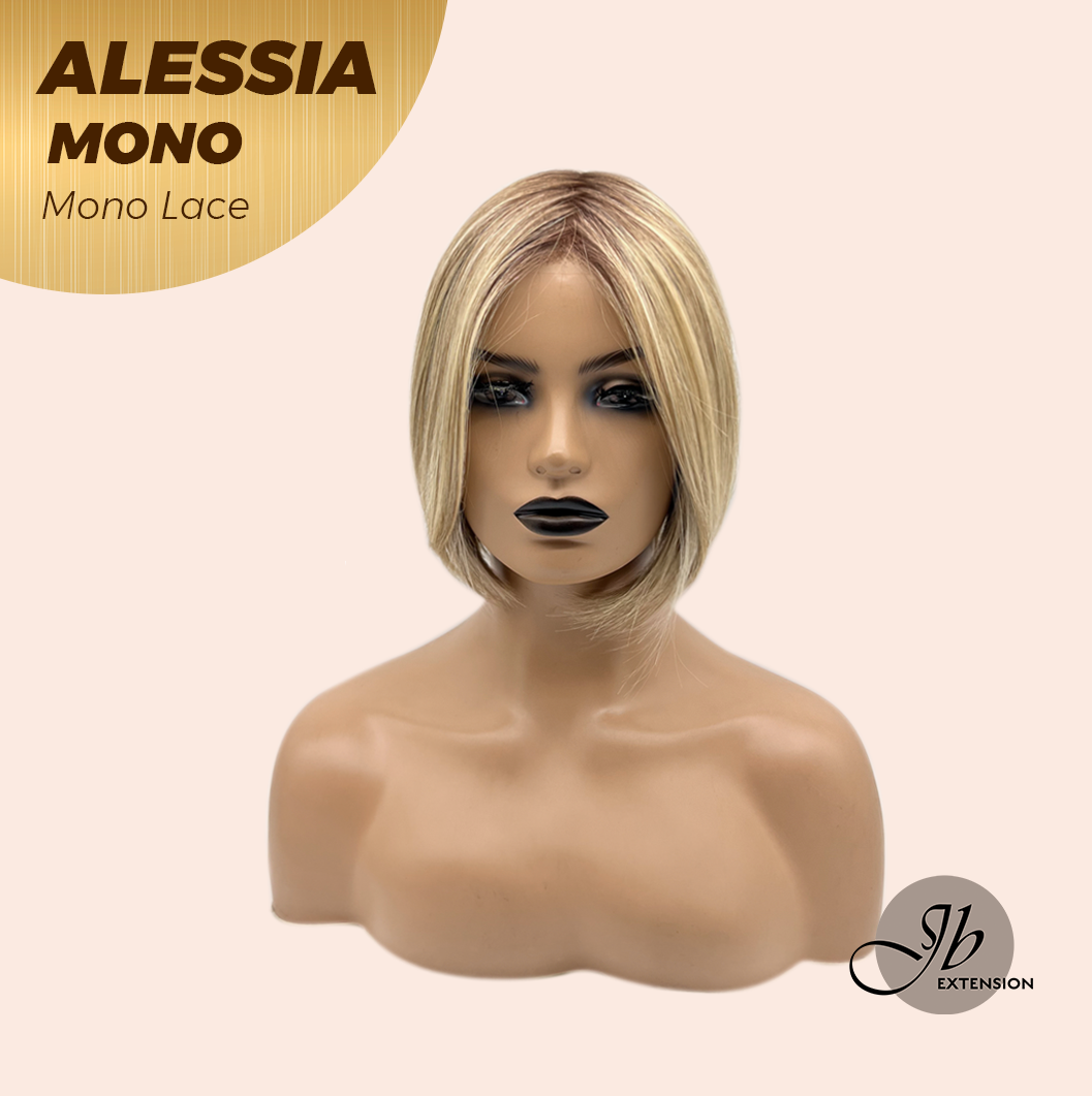 [PRE-ORDER] JBEXTENSION ALESSIA MONO Monofilament Handmade Wig 6X5 Full Monofilament Hand Tied Top Wig 10 Inches Bob Cut Mix Blonde Mono Lace Wig Glueless Wig ALESSIA MONO【BENDY EAR TABS】 Alexwigs