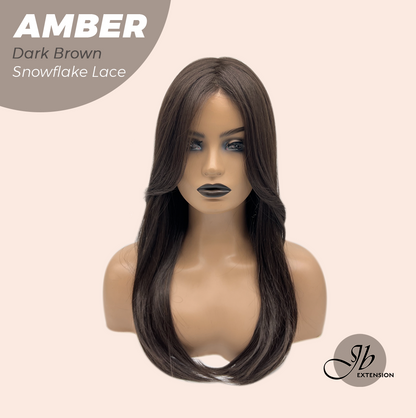 [PRE-ORDER] JBEXTENSION 21 Inches Straight Dark Brown Pre-Cut T Part Snowflake Lace Frontlace Glueless Wig AMBER DARK BROWN【BENDY EAR TABS】 Alexwigs