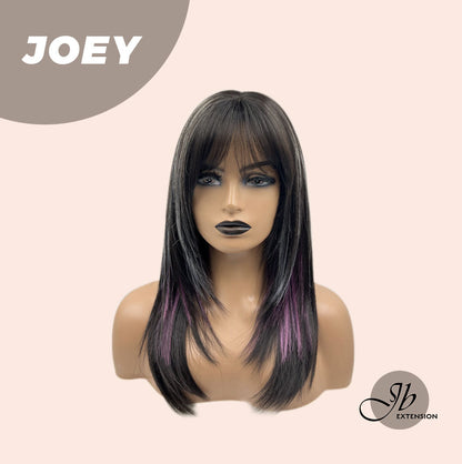 JBEXTENSION 20 Inches Wolf Cut Black With Pink Silver Highlight Wig JOEY Alexwigs