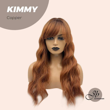 JBEXTENSION 24 Inches Copper Body Wave With Bangs Wig KIMMY COPPER Alexwigs