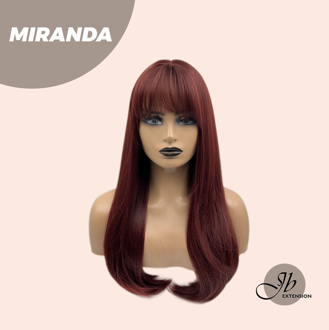 JBEXTENSION 22 Inches Dark Red Curly Wig With Bangs MIRANDA Alexwigs