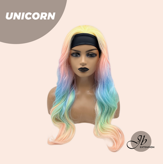 JBEXTENSION 26 Inches Curly Rainbow Color with Tinsel Halloween Style Headband Wig UNICORN Alexwigs