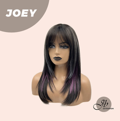 JBEXTENSION 20 Inches Wolf Cut Black With Pink Silver Highlight Wig JOEY Alexwigs